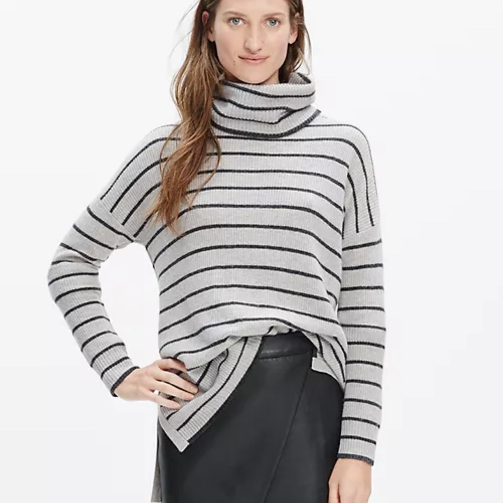 Madewell Ribbed Turtleneck Sweater in Stripe
